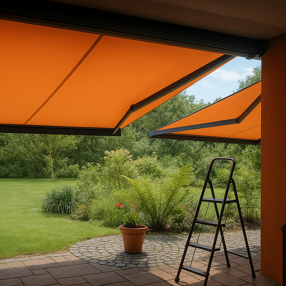 Kasettenmarkise in Orange